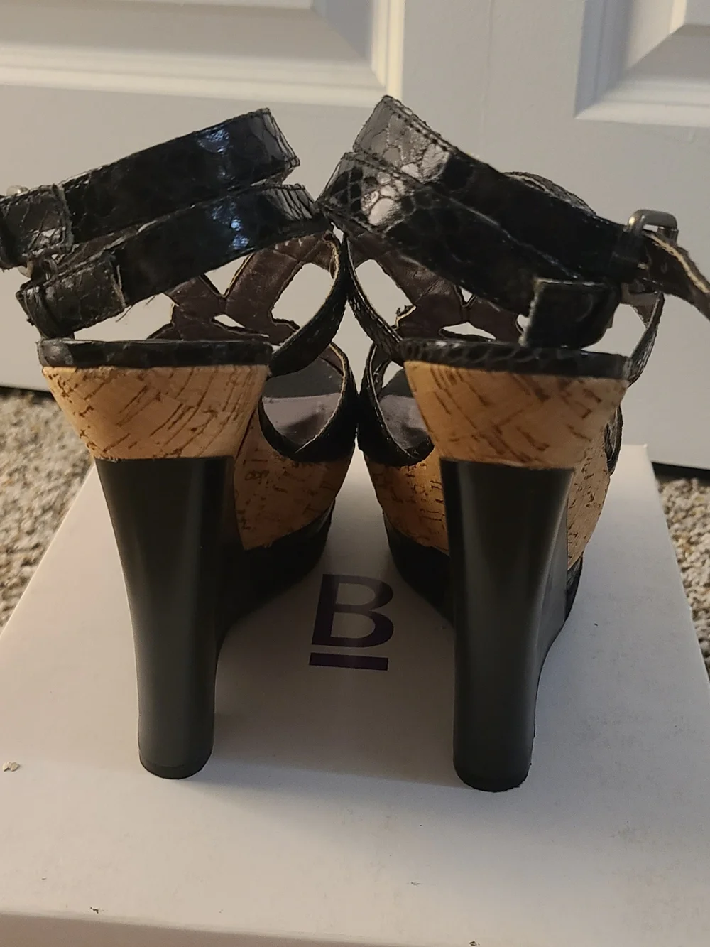 Bakers Black Cork Platform Heels Size 6 Strappy Y2K 6